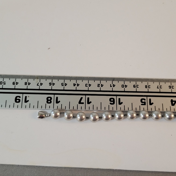 Monet Silver Faux Pearl Necklace - Picture 5 of 5